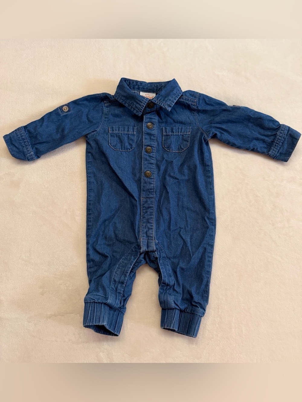 Dark Blue Denim One-Piece Bodysuit